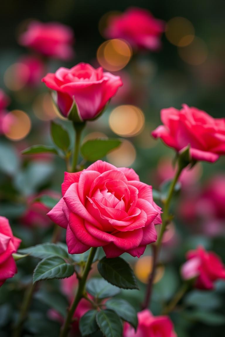 Imagen romántica de buenos días con rosas rosadas y rojas